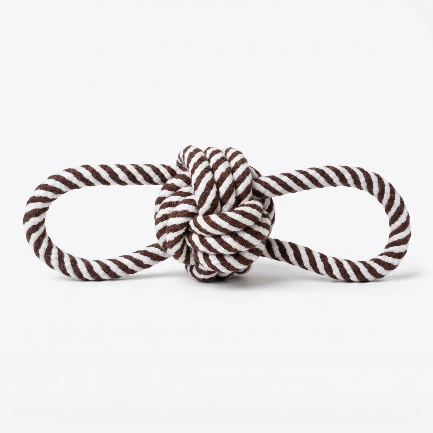 Brown and White Rope Tug-War Toy | Ball with Two Handles